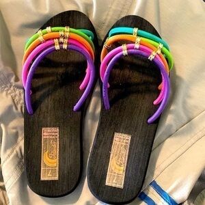 ISLANDER multi colored jeweled slip on shoes flip flop multi bright color shoes